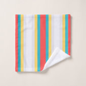 Coral Turquoise Yellow White Stripes (Gant de toilette)