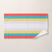 Coral Turquoise Yellow White Stripes (Serviette à main)