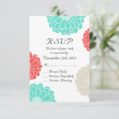 Coral Turquoise Zinnia Mariage Fleur RSVP (Debout devant)