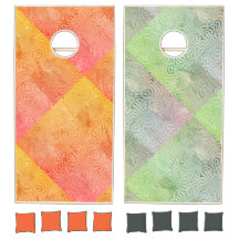 Coral Twirl with Grunge Gradient in Green & Orange