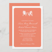 Coral Two Adirondack Beach Chairs Wedding Kaart (Voorkant / Achterkant)