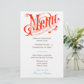 Coral  Typography Chalkboard Wedding Menu (Staand voorkant)