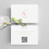Coral Vert Blanc Floral Monogramme QR Mariage RSVP