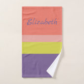 Coral violet vert rose en rayures nom motif (Serviette à main)