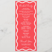 Coral Wavy Retro Wedding Programma (Achterkant)