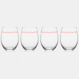 Coral Wavy Retro Wedding Wijnglas Zonder Voet