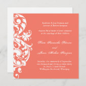 Coral Wedding Invitation Kaart (Voorkant / Achterkant)
