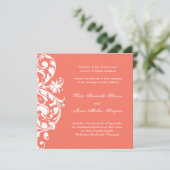 Coral Wedding Invitation Kaart (Staand voorkant)