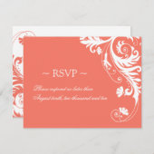 Coral Wedding Reply Cards RSVP Kaartje (Voorkant / Achterkant)