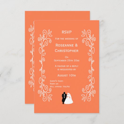 Coral Wedding RSVP Card Bride Conception de la cha (Devant / Derrière)