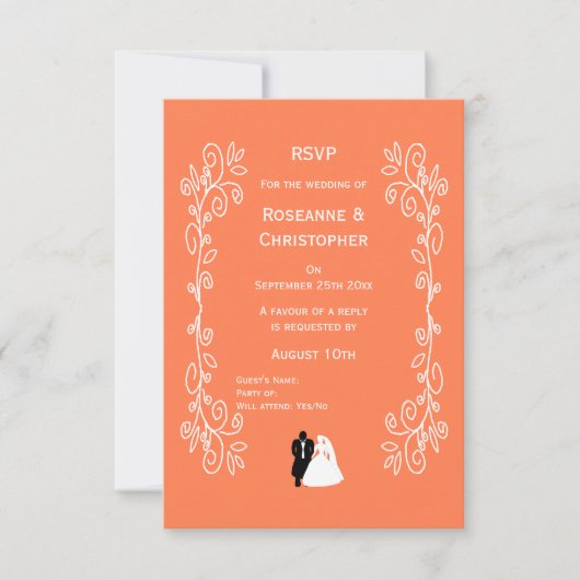 Coral Wedding RSVP Kaart Bruid Groom Design (Voorkant)