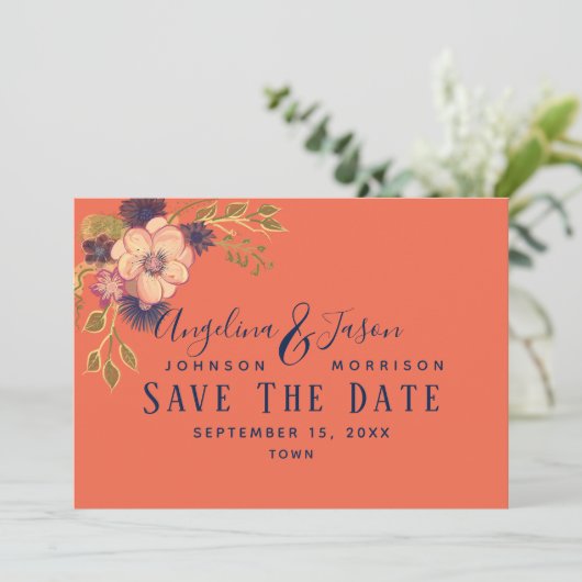 Coral Wedding Save The Date (Staand voorkant)