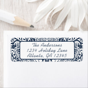Coral Whimsical Love Bird Swirls Retouradres Etiket
