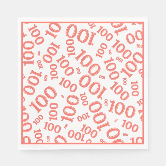 Coral/White 100 Random Number Pattern Servet (Voorkant)