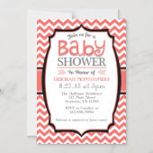 Coral White Chevron Magnetic Baby shower Invite Magnetische Uitnodiging (Voorkant)