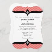 Coral White Herringbone Wedding Invitation Kaart (Voorkant / Achterkant)