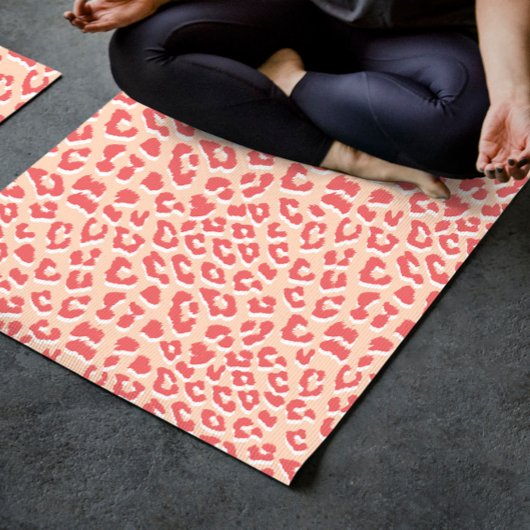 Coral White Leopard Print Yogamat