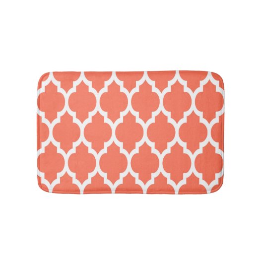 Coral White Moroccan Quatrefoil Pattern #4 Badmat (Voorkant)