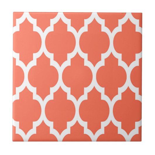 Coral White Moroccan Quatrefoil Pattern #4 Tegeltje (Voorkant)