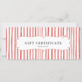 Coral White Stripe Vintage Bow Gift Certificate (Voorkant)