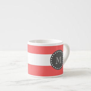 Coral White Stripes Pattern Espresso Kop