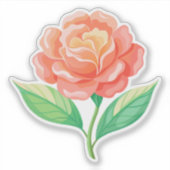 Coral Wildflower Custom-Cut Vinyl Sticker (Voorkant)