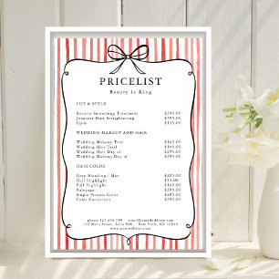 Coral Witte Streep Vintage Boog Prijslijst Poster