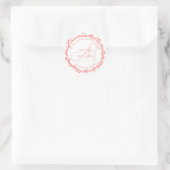 Coral Woodsy Wedding Monogram Love and Bedankt Ronde Sticker (Tas)