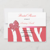Coral Zebra Imprimer Invitation de douche nuptiale (Devant)