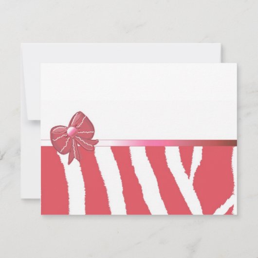 Coral Zebra Imprimer Invitation de douche nuptiale (Dos)
