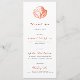 Coral Zee Shell Wedding Menu Kaart