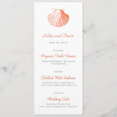 Coral Zee Shell Wedding Menu Kaart (Voorkant)