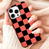 Coral Zwart Dambord Case-Mate iPhone Case