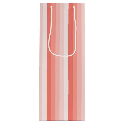 Corale perzikschaduwstrepen wijn cadeautas (Voorkant)