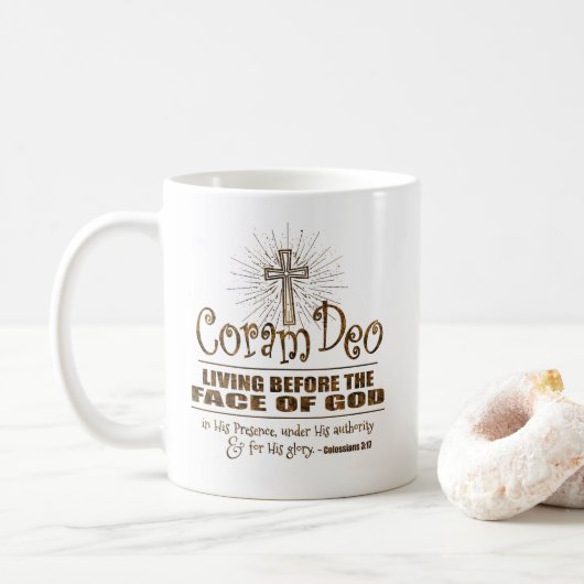"Coram Deo" tasse classique de 11 onces (Rosegold) (Avec donut)