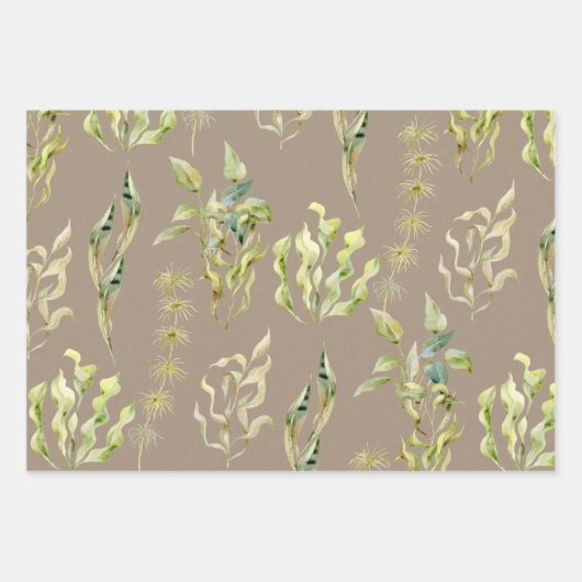 Coraux d'aquarelle en papier kraft rustique Grasse (Devant 3)