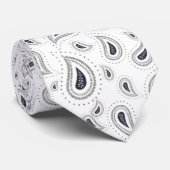 Corbata elegante blanco con azul oscuro stropdas (Opgerold)