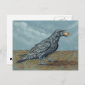 Corbeau avec oeuf dans la carte postale de beige (Devant / Derrière)