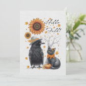 Corbeau & Chat Carte de remerciement d'automne car (Debout devant)