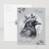 Corbeau Crow Rabe Portrait Fleurs Carte postale (Devant / Derrière)