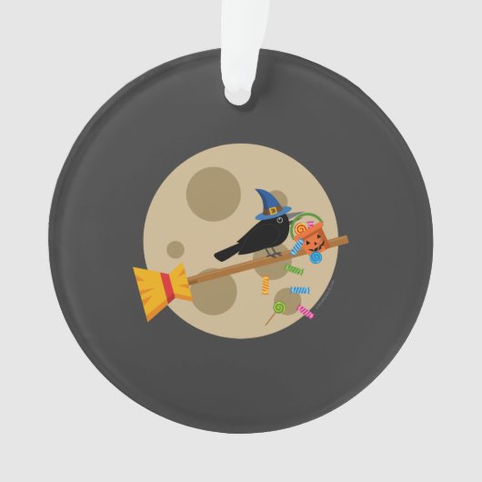 Corbeau de sorcière sur un balai de profusion de b (devant)