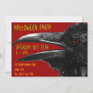 corbeau effrayant halloween invitation rouge