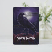 Corbeau en Citrouille Patch Halloween Invitations (Debout devant)