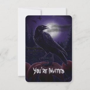 Corbeau en Citrouille Patch Halloween Invitations