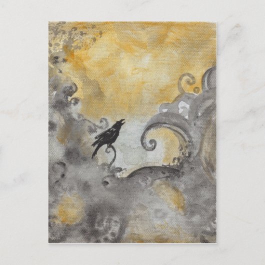 Corbeau en Orange carte postale abstraite (Devant)
