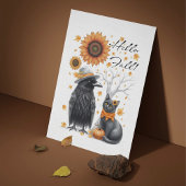 Corbeau et chat Automne Thanksgiving Carte postale