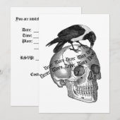 Corbeau et crâne Halloween Fête Invitation (Devant / Derrière)