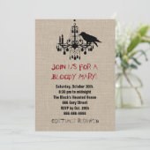 Corbeau et lustre sur Burlap Halloween Invitation (Debout devant)