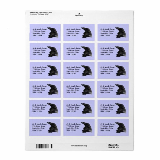 Corbeau Étiquette (Feuille entière)