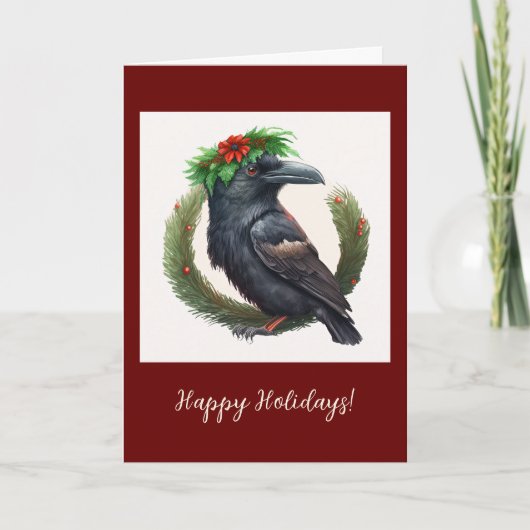 Corbeau Festif Plié Vacances / Carte de Noël (Devant)